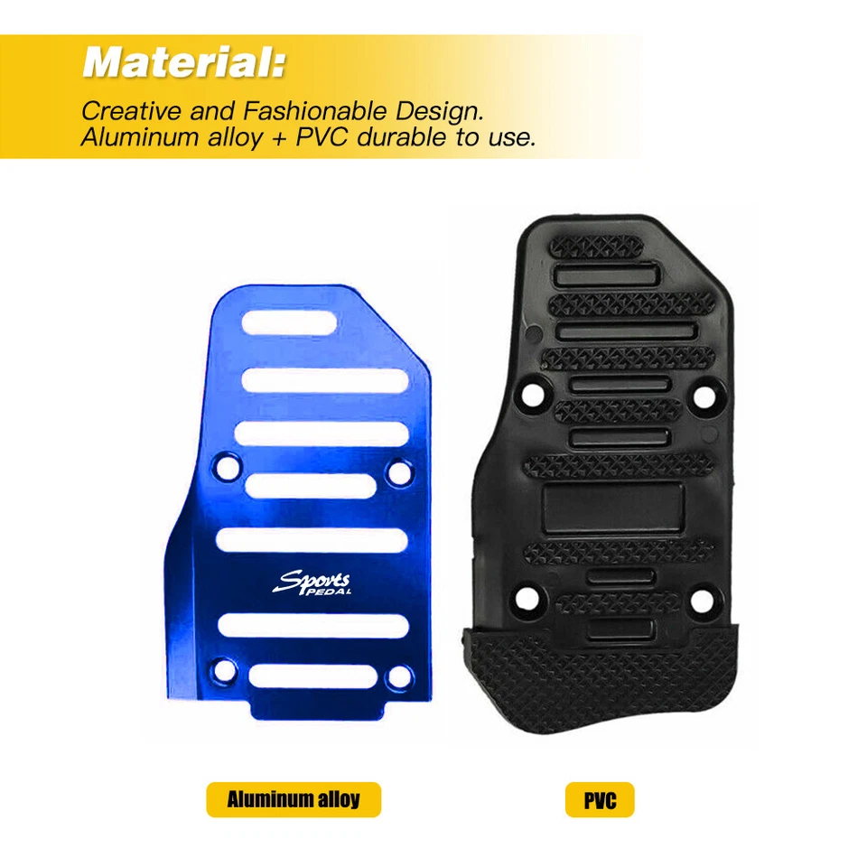 3Pcs Car Non-slip Gas Brake Pedals Pad Cover Set for Manual Universal Aluminum - Image 4 of 4