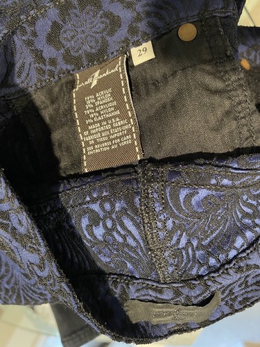 7 For All Mankind Black and Blue Textured Pants Leggings Size 29 (31x31) EUC - Picture 6 of 6