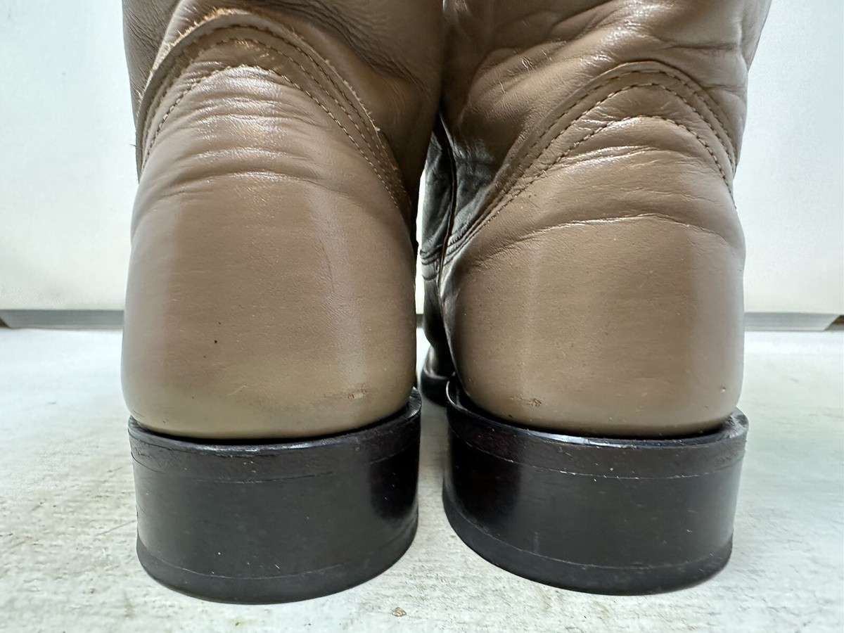 Nocona Wildflower Taupe Leather Roper Cowboy Boots Womens 