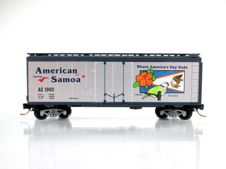N 比例美国萨摩亚 40 英尺盒装汽车,AS 1900 - 微型火车 NSC 特别运行 07-02 — 第 2/4 张图片