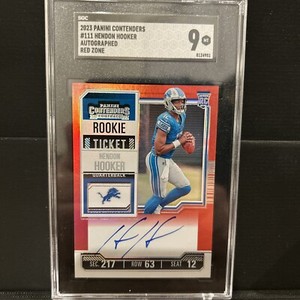 2023 Contenders Hendon Hooker FOTL Red Zone Rookie Ticket Auto RC #111 Lions