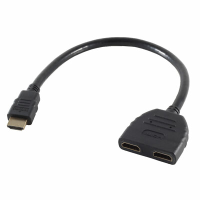 HDMI Y-Adapter flache Version 1x Stecker > 2x Buchse Splitter HQ 3D HDTV 0,2m