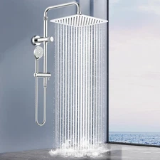 ✅ MakeFit All Metal Rainfall Shower Heads w/ Handheld Combo - 10 Inch High Press