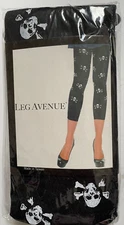 Leg Avenue Opaque Footless Tights with Skull Prints. New Sealed