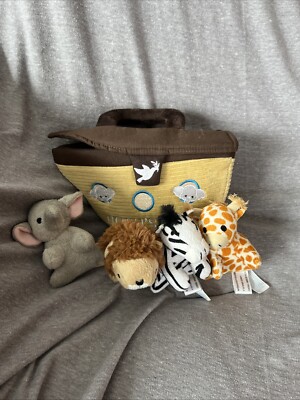 ebba Plush Take Along Noah's Ark Playset Lion Elephant  Zebra Giraffe Baby talk