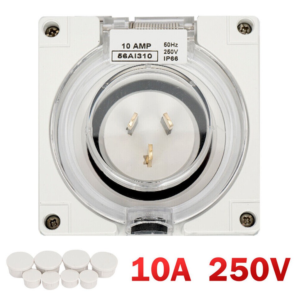 10 Amp Power Inlet 10A SAA Weatherproof IP66 Motorhome Caravan RV 250V ...