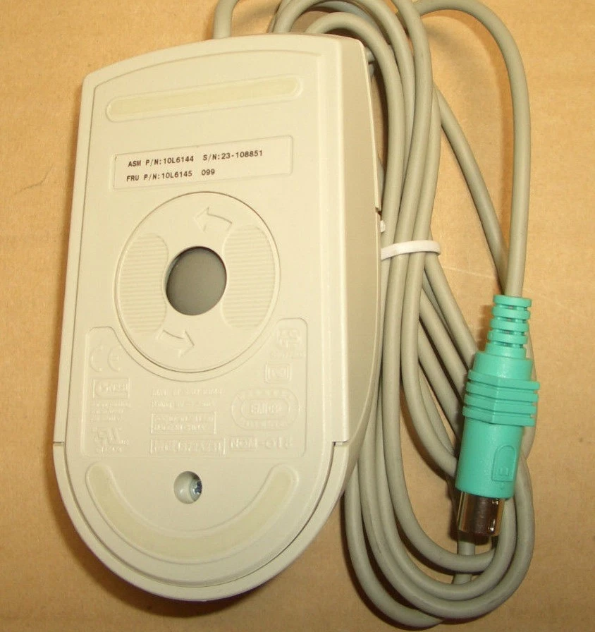 IBM FRU 10L6145, NEW WHITE SLEEK 2 BUTTON BALL PS/2 MOUSE - Image 3 of 3