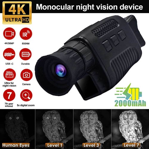 4K HD IR Night Vision Monocular Goggle Hunting 5X Digital Zoom Day/Night Camera - Picture 12 of 21