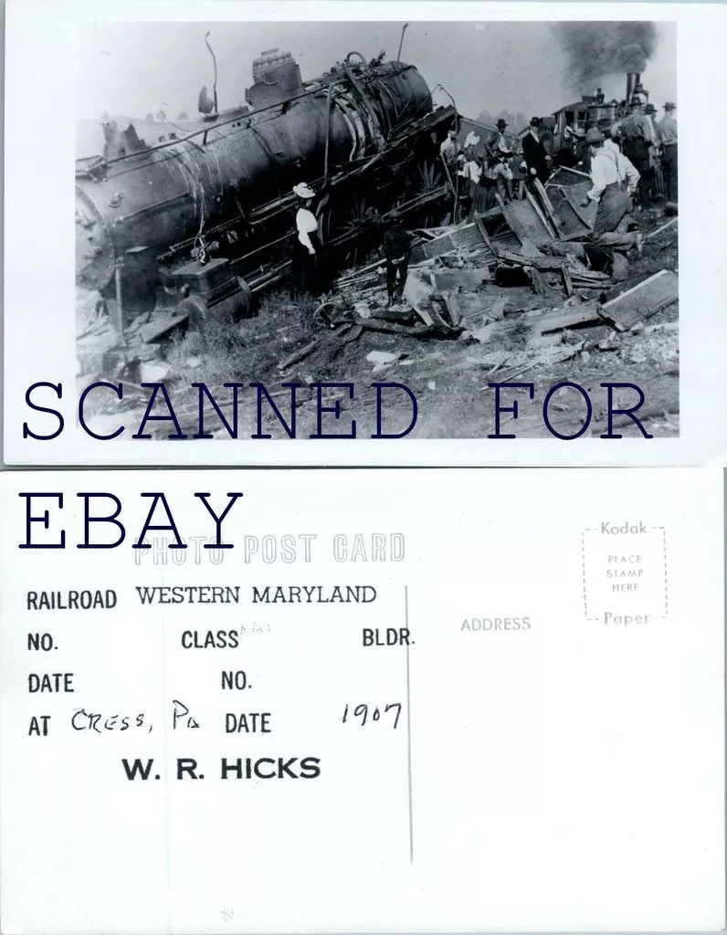 1907 Western Maryland Wreck Cress Pennsylvania VINTAGE RAILROAD