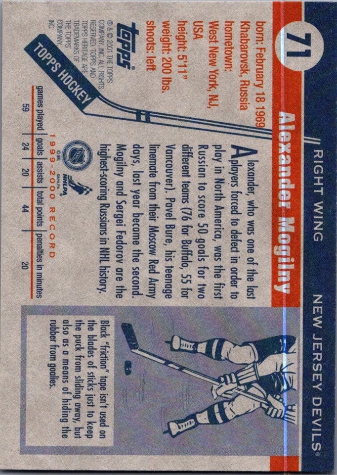 2000-01 Topps Heritage #71 Alexander Mogilny New Jersey Devils - Image 2 of 2