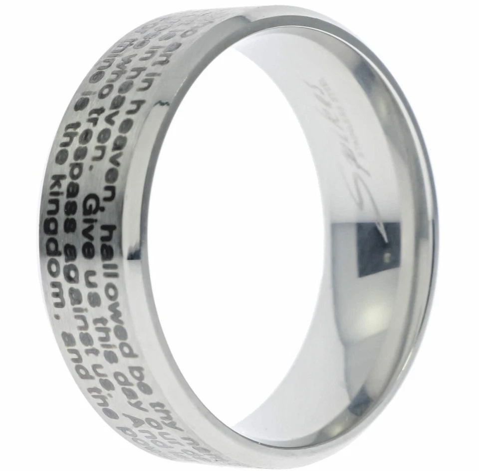 Lords Prayer mens ladies 4mm Ring 316 stainless steel size 5 T82 - Image 4 of 4
