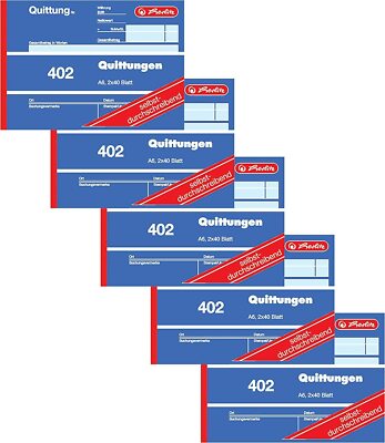 Herlitz Quittungsblock 402, selbstdurchschreibend, A6 quer, 2 x 40 Blatt 