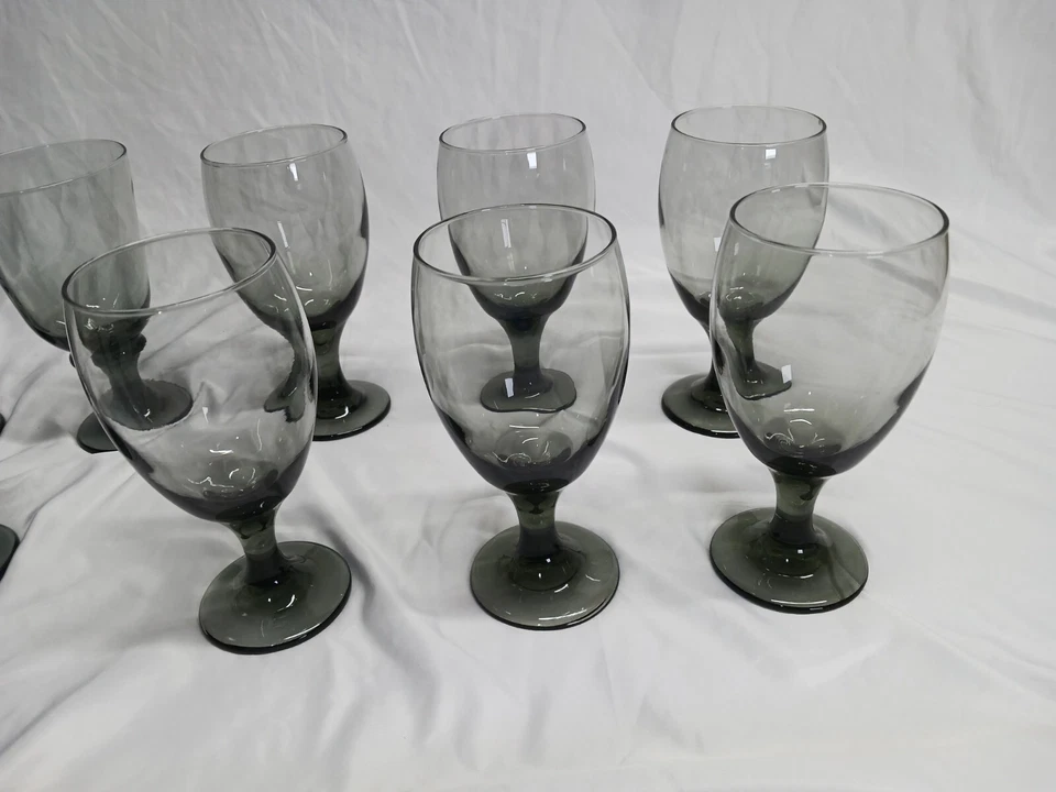 Libbey Vintage Copa Vidrio Gris Ahumado Taza Lote De 9 Foto 2 de 4