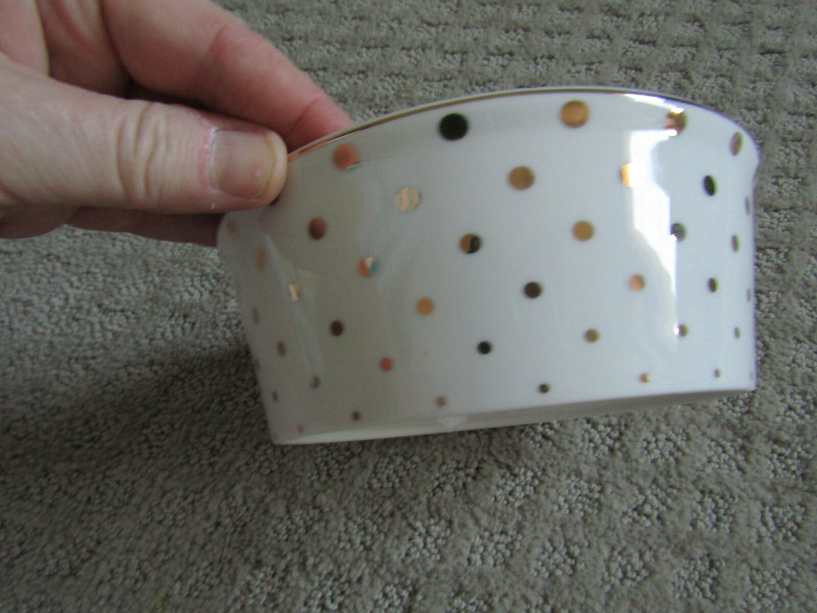 Fido's Diner Dog Food Bowl by Coastline Imports White With Gold Polka