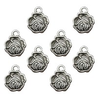 50 StüCk Legierung Rose Form AnhäNger Charms Diy Schmuck Herstellung ZubehöR