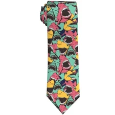 Men'S Novelty Tie Necktie Neckties For Mens One Size Cartoon Angry Shark Biting