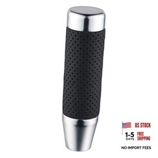 Weighted Shift Knob Short Stick Gear Shifter Adapter Leather Shift Silver-1