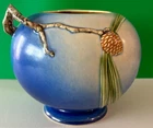 Roseville Pottery Pinecone Blue 6" tall x 7 1/2" wide Vase 261-6 *Z014