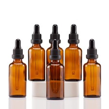 6 Pack Amber Glass Dropper Bottles 2oz Tincture Containers for Essential Oils...
