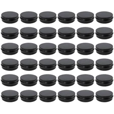 36 Pack 2oz Lip Balm Tins Empty Black Metal Aluminum Containers Screw Lid