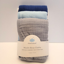 NEW 3 Pack Muslin Boy Burp Cloths Certified Standard 100 Oeko-Tex - Cloud Island