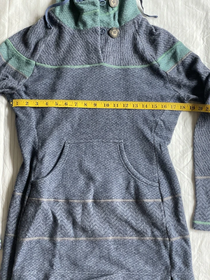 Suéter Prana Mujer Mediano Azul Mezcla Lana Caitlyn Túnica Sudadera con Capucha Foto 4 de 4