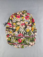 Vera Bradley Floral Quilted Backpack Bag Black Multi Women's Travel School