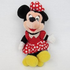 Minnie Mouse Plush Doll Red Dress 7 Vintage Disneyland Walt Disney World Toy