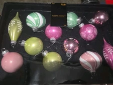 2023 Robert Stanley Home Collection 12 Piece Glass Pastel Ornaments