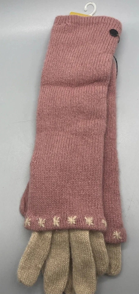 Auténticos Guantes Largos Tejidos Sybilla Nuevos con Etiquetas Lana Angora Mujer Rosa Polvoriento Tostado Talla Única B Foto 2 de 4