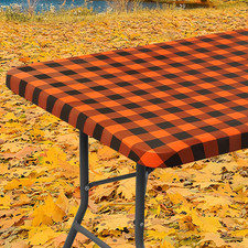 Smiry Rectangle Picnic Table Cloth Elastic Waterproof Fitted Vinyl Tablecloths