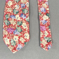 Vibrant Floral Neck Tie Made In USA 70s 80s Vibrant Floral Colorful Business