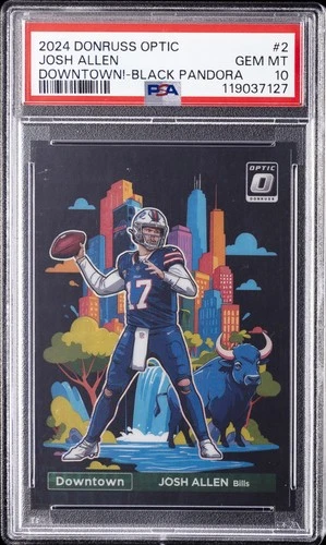 2024 PANINI DONRUSS OPTIC DOWNTOWN! BLACK PANDORA #2 JOSH ALLEN 20/25 PSA 10