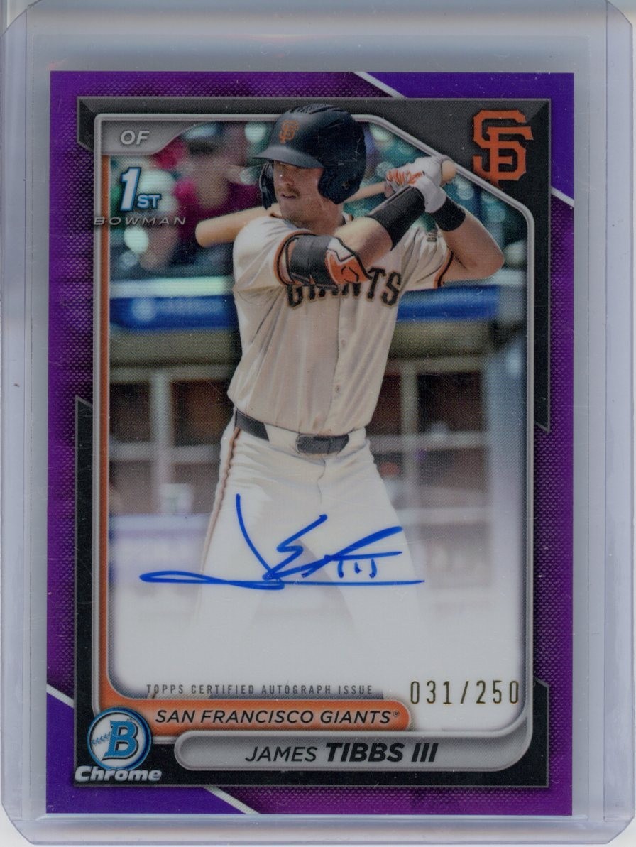 2024 Bowman #CPA-JT James Tibbs III 1st Bowman Chrome Purple Autograph /250 RC
