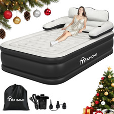 Full XL Air Mattress with Headboard Pump - Perfect for Home Travel