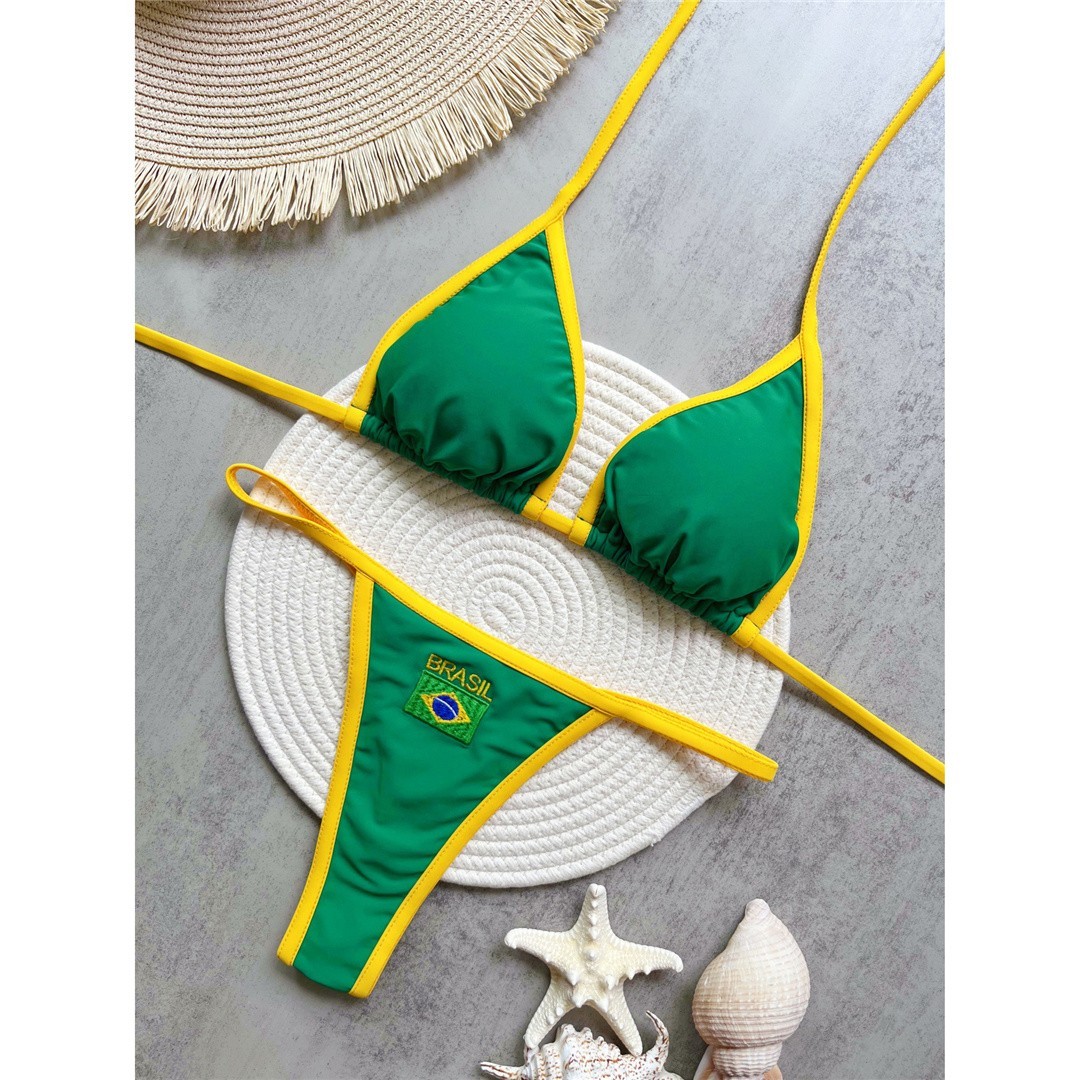Bañador Mujer 2 Piezas String Brasileño Bikini Sexy Verano Playa Verde Azul