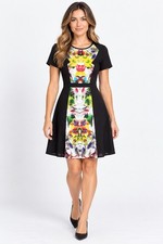 Prabal Gurung for Target Dress Size 6 Black Multicolor Floral Fit & Flare