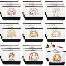 30 Pcs Valentines Rainbow Canvas Makeup Bags Bulk Employee Appreciation Gifts In
