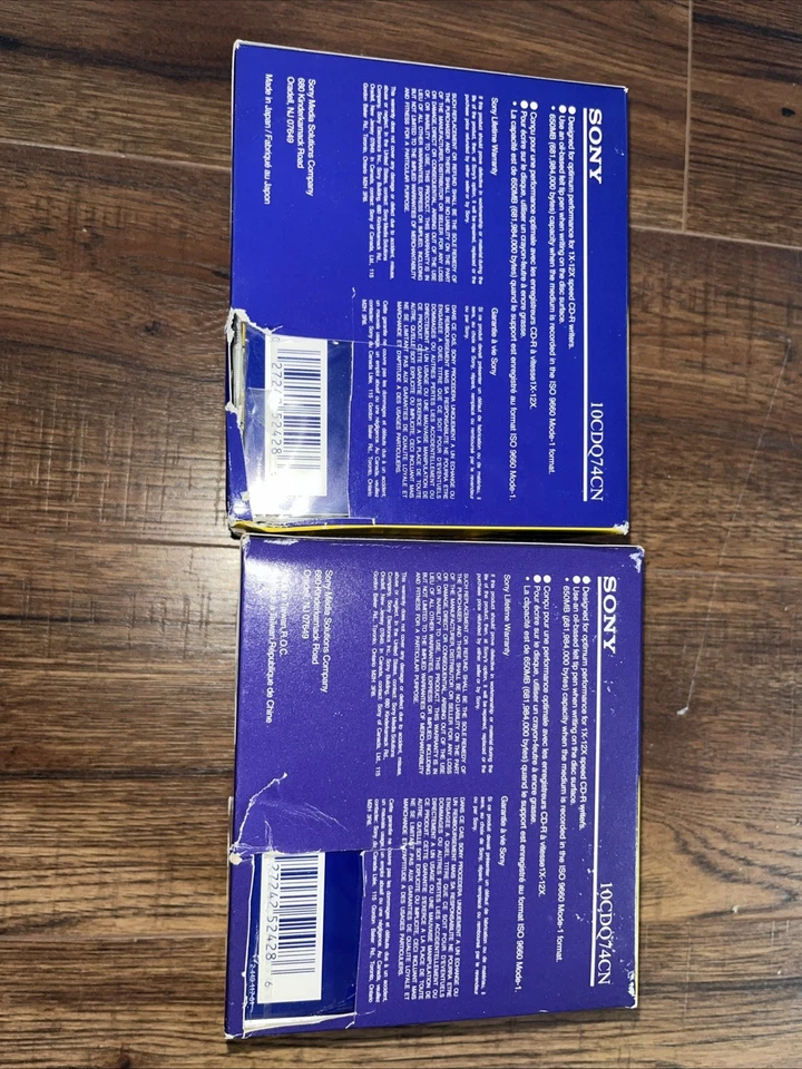 Sony CD-R 650MB 74min 10-Pack Storage Case Full Size Jewel Cases CDQ-74CN NEW - Image 2 of 3