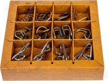 "Ancient Metals 12-Piece Metal Puzzle Set – Brain Teaser Disentanglement Puzzles