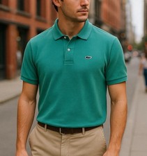 Lacoste Men s Classic Fit Polo Shirt Green Croc Logo Size M 100 Cotton Teal