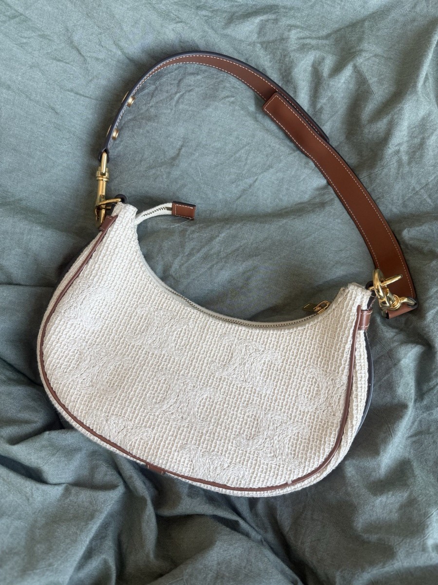 Celine Crochet Embroidered Ava Triomphe Bag in Tan | eBay