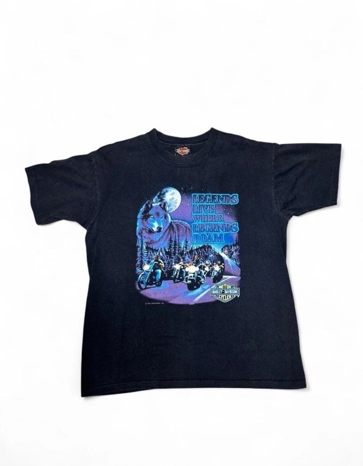 Vintage 1991 Harley-Davidson Wolf Graphic T-Shirt – Single Stitch – Size Large