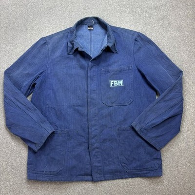 Vintage französische Jacke Erwachsene mittelblau Arbeitskleidung Sanfor...