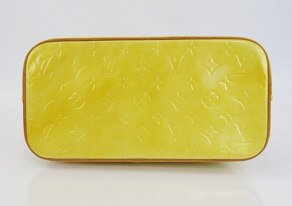 Authentic LOUIS VUITTON Houston Lime / Light Yellow Vernis Tote