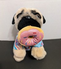 Gund Doug The Pug Puppy Dog With Donut 9" Plush Stuffed Animal