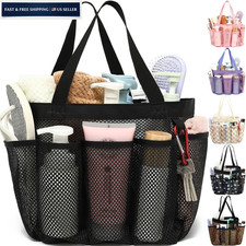 Fammart Mesh Shower Caddy Portable for College Dorm Multiple Pockets - Black