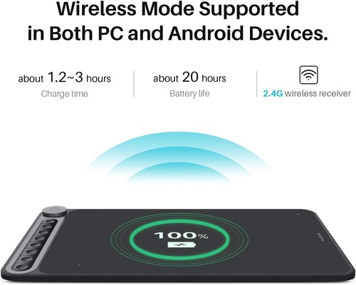 HUION Wireless Drawing Tablet Dial Q620M Dial Controller Tilt Battery-Free Stylu - Picture 18 of 18