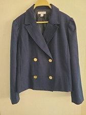 NWT Liz Claiborne Navy Blue Blazer with Brass Buttons - Size 12