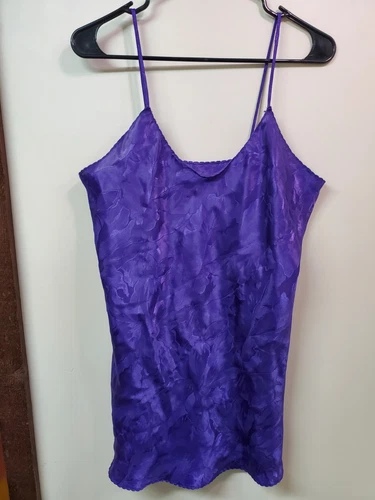 UNDERCOVER Camicia da notte vintage sottocoperta grande viola raso chemise lingerie sexy